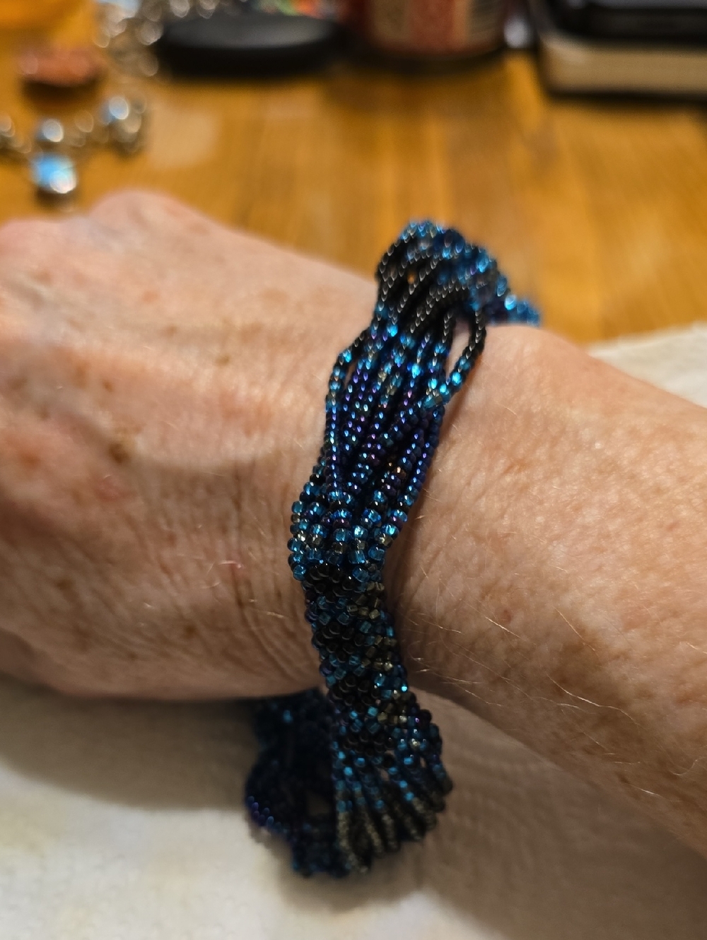 Caribbean Blue Twisted Seed Bead Bracelet - Women Jewelry